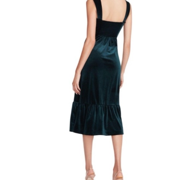 NWT Betsey Johnson Sweetheart Neck Emerald Green Velvet Sleeveless Midi Dress L - Picture 3 of 12